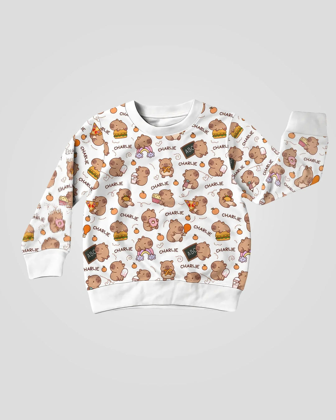 Custom Name Cute Capybara Bamboo Crewneck Sweatshirt