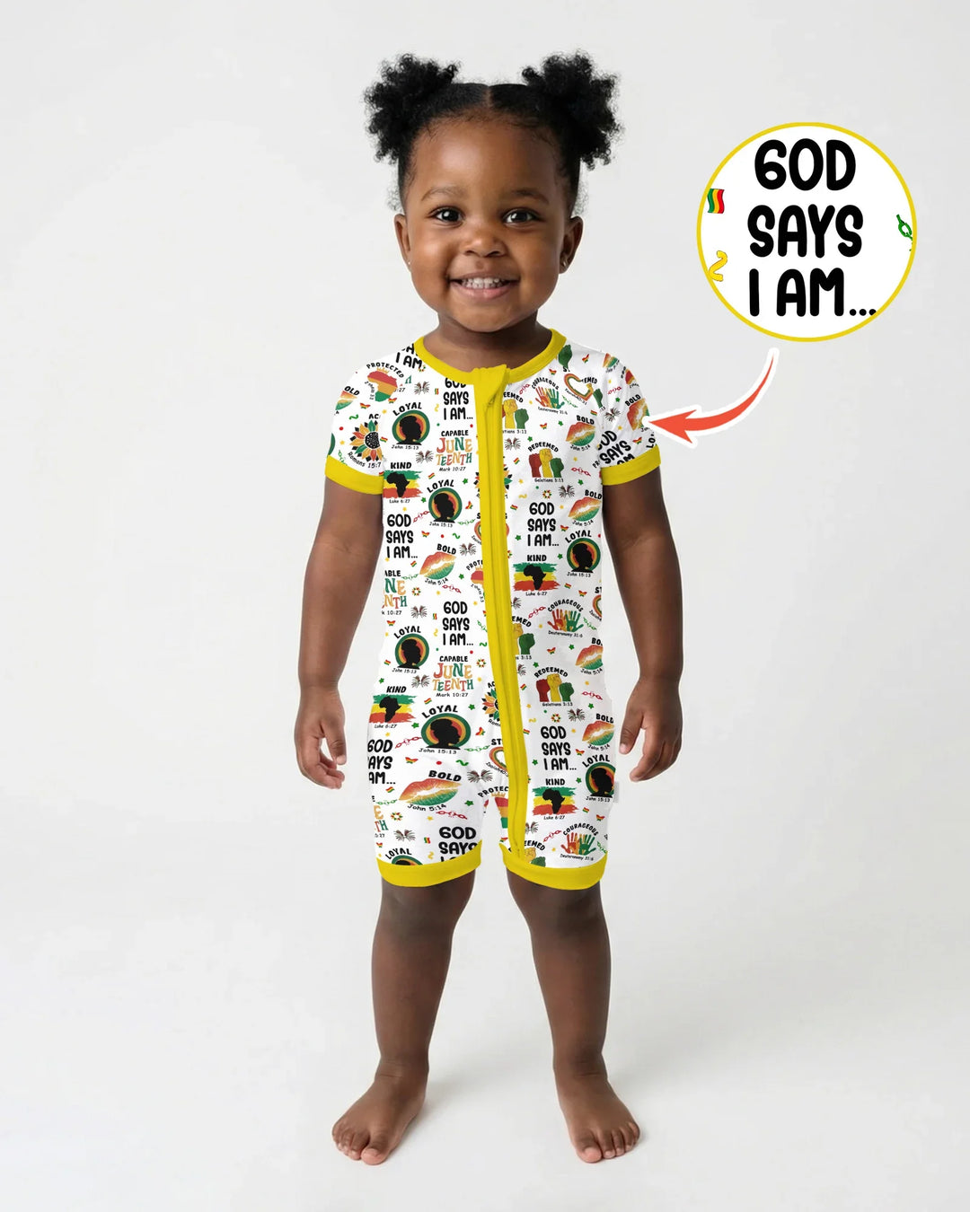 God Says I Am Juneteenth Bamboo Shorty Zippy