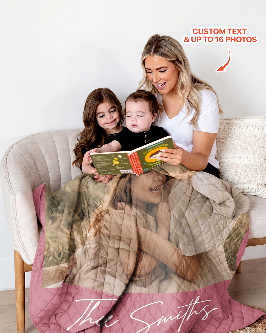 Custom Photo Collage Family Bamboo Quilt Blanket