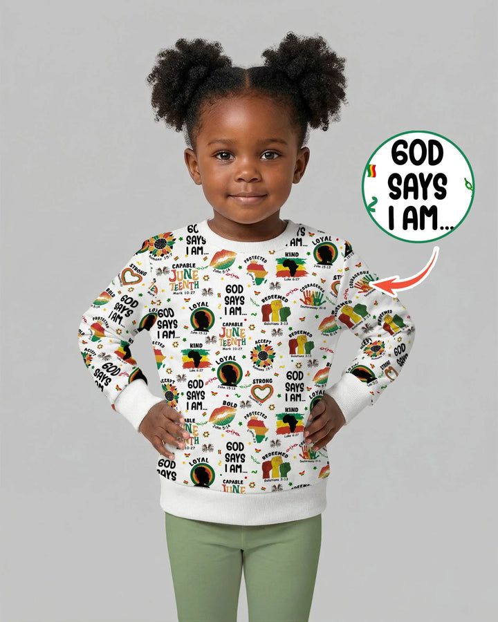 God Says I Am Juneteenth Bamboo Crewneck Sweatshirt