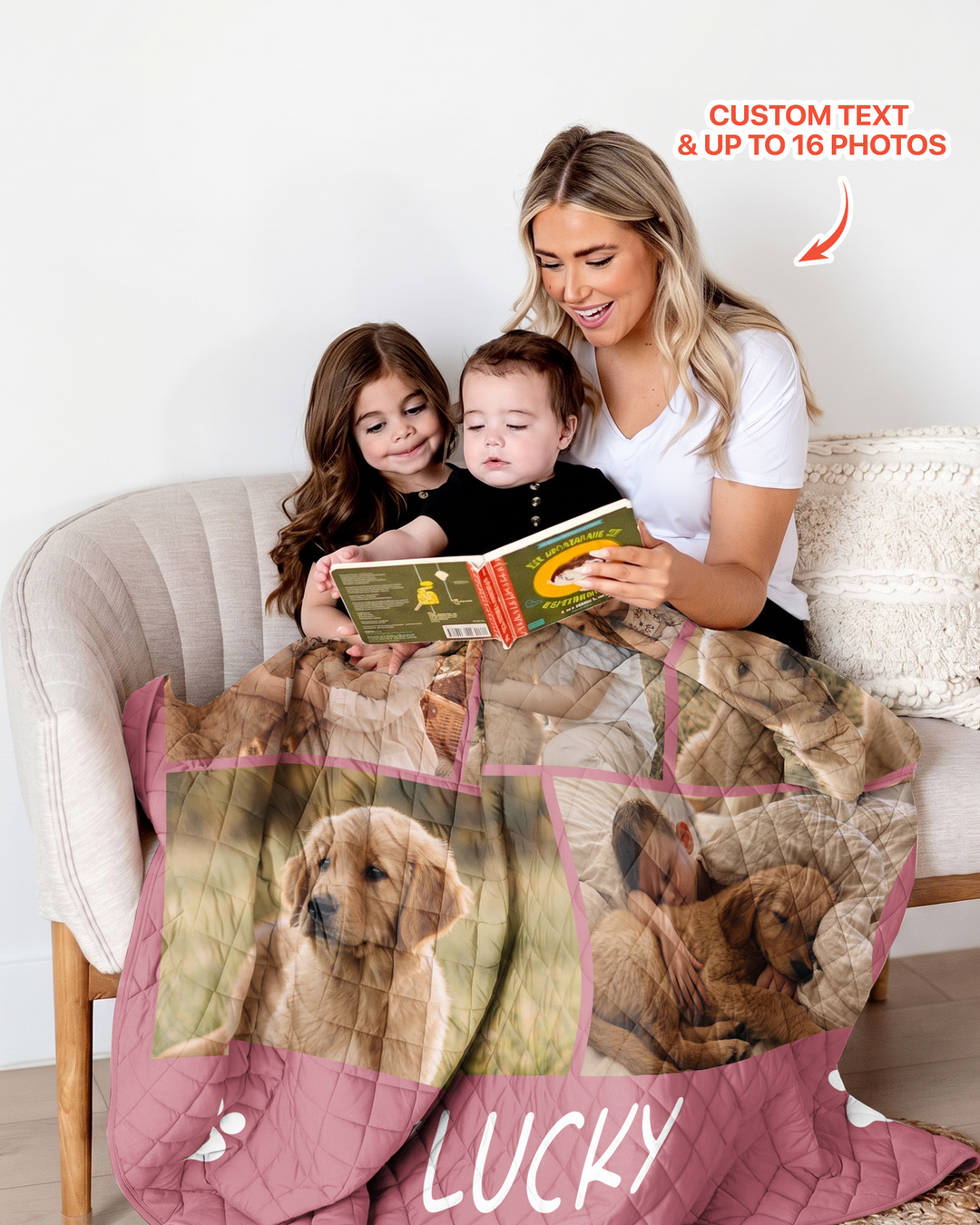 Custom Pet Photo Collage Bamboo Quilt Blanket