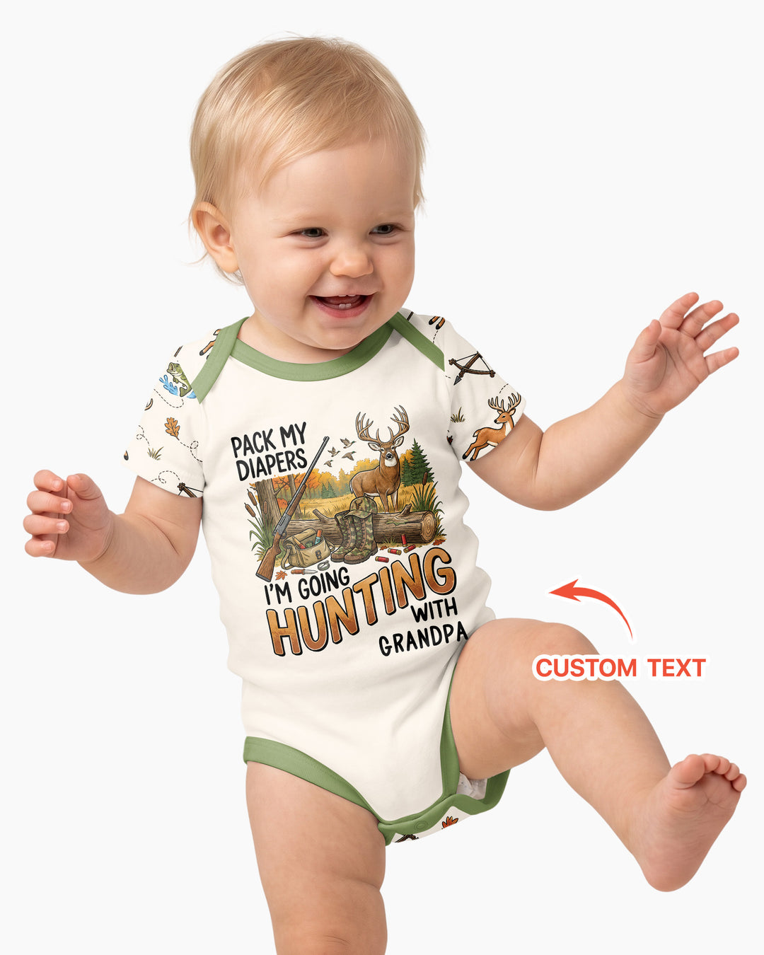 Personalized Pack My Diapers I'm Going Hunting Bamboo Bodysuit