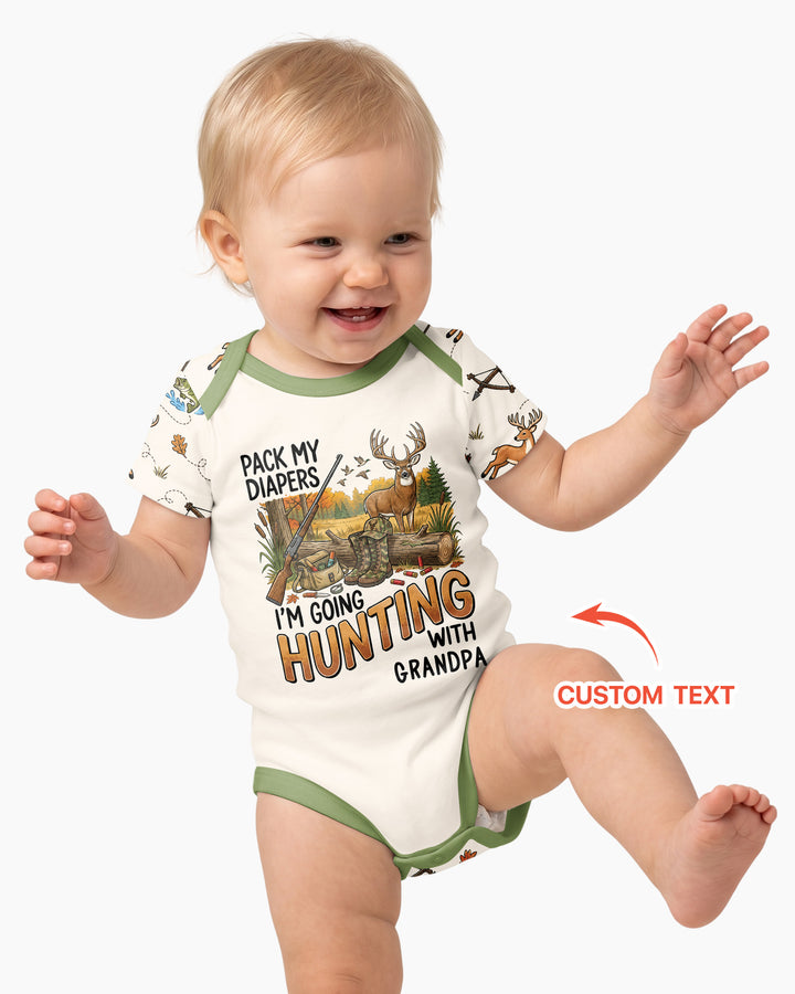 Personalized Pack My Diapers I'm Going Hunting Bamboo Bodysuit
