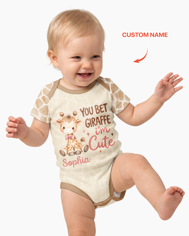 Personalized You Bet Giraffe I'm Cute Bamboo Bodysuit