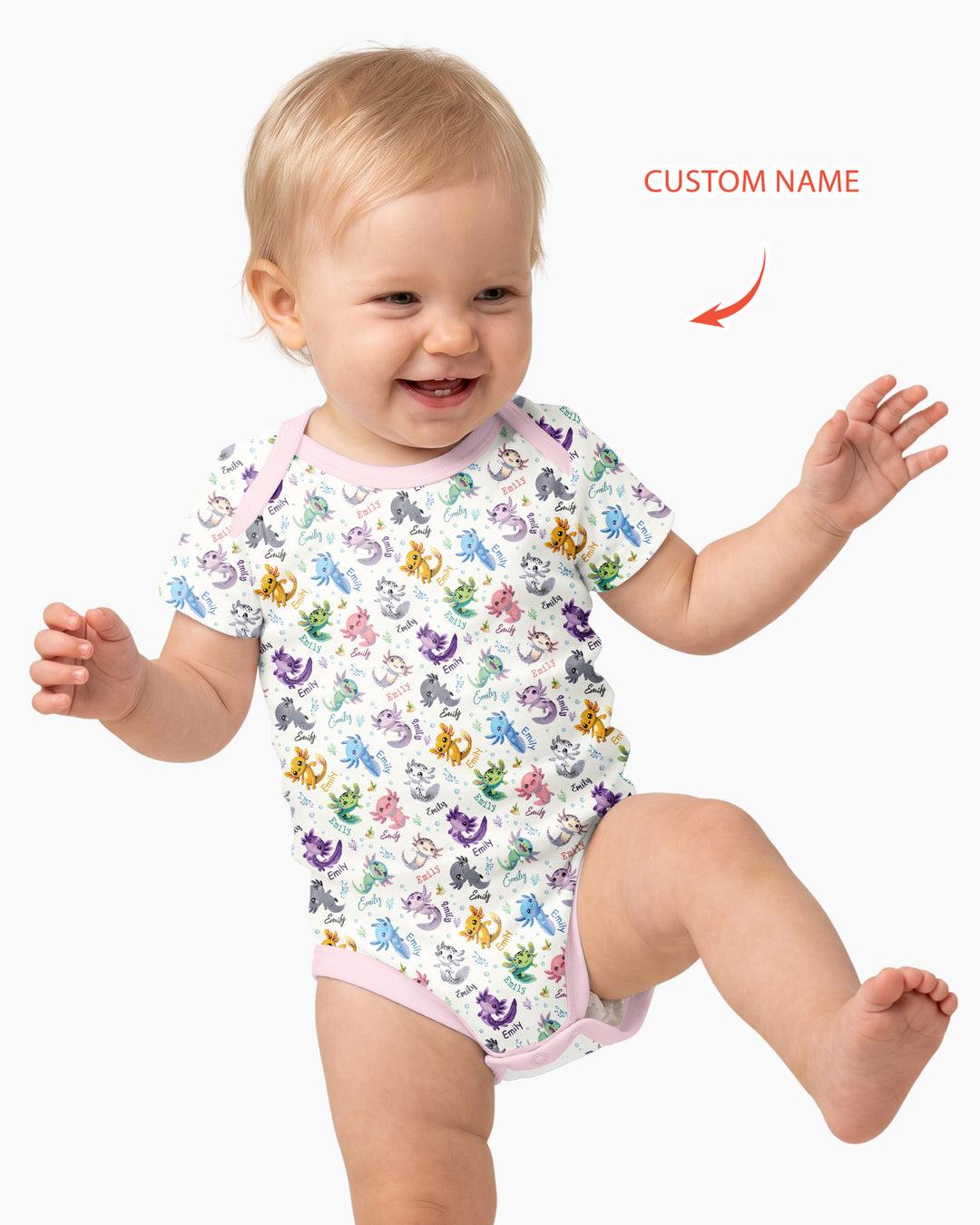 I Love You Axolotl Custom Name Bamboo Bodysuit