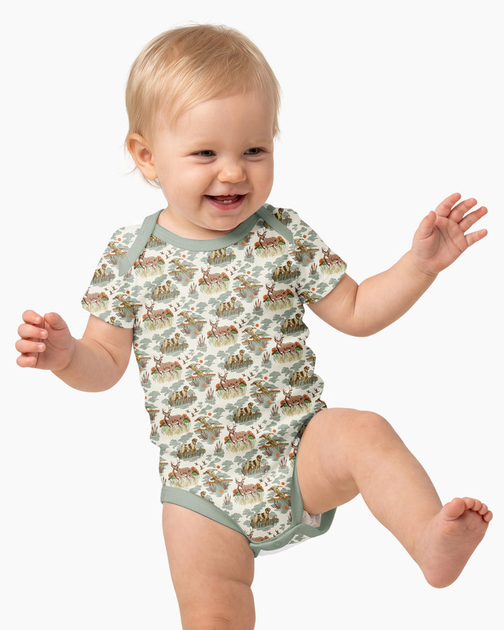 Vintage Hunting Season Daddy& Me Matching Bamboo Bodysuit