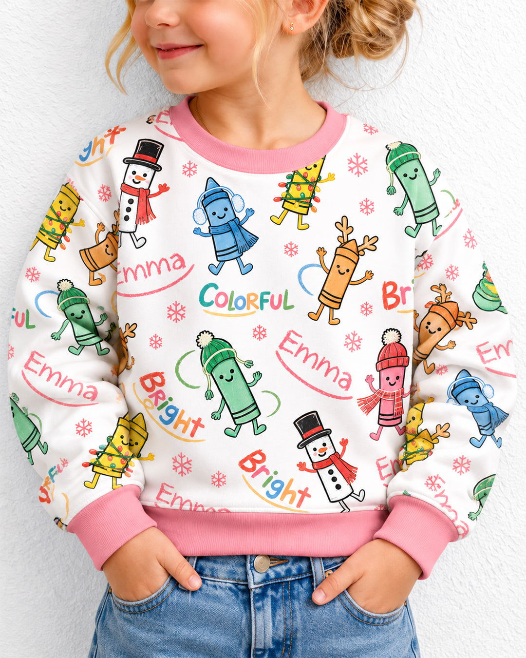 Custom Name Bright & Colorful Bamboo Crewneck Sweatshirt