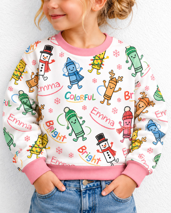 Custom Name Bright & Colorful Bamboo Crewneck Sweatshirt