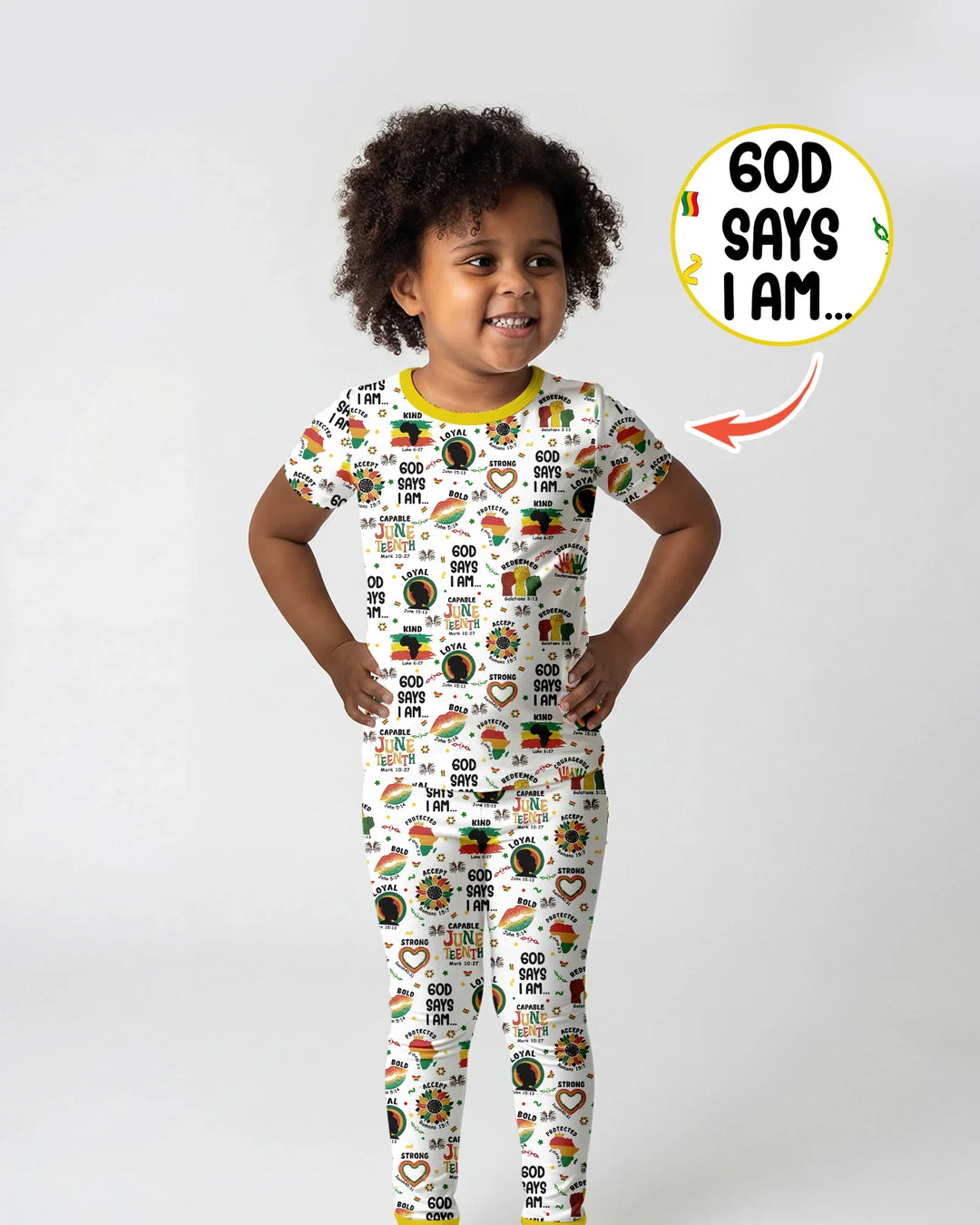 God Says I Am Juneteenth Bamboo Two Piece Short Sleeve Pajama Set