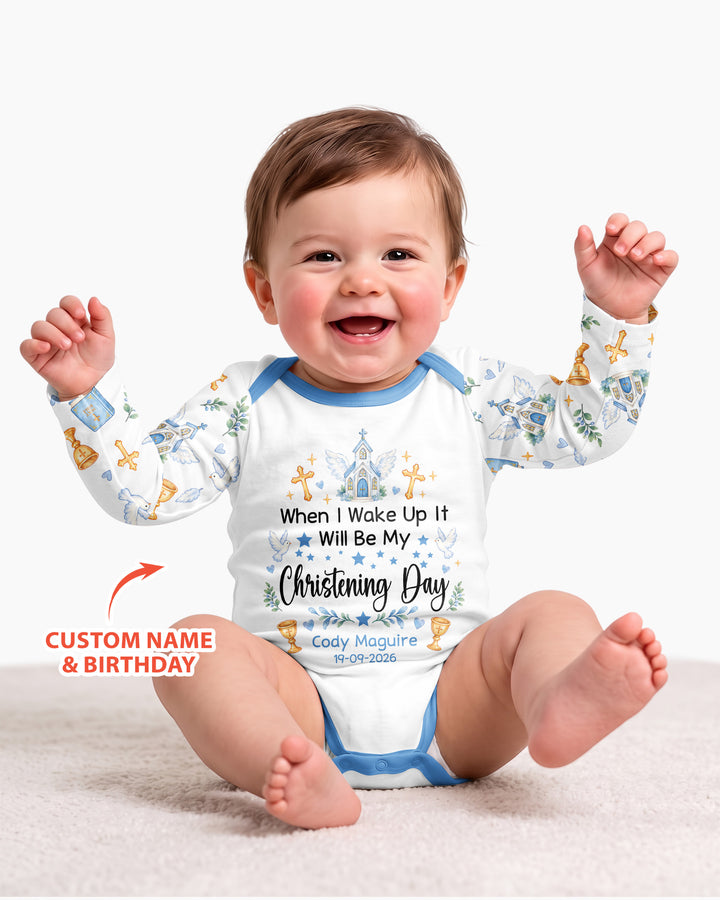 Personalized When I Wake Up It Will Be My Christening Day Bamboo Bodysuit