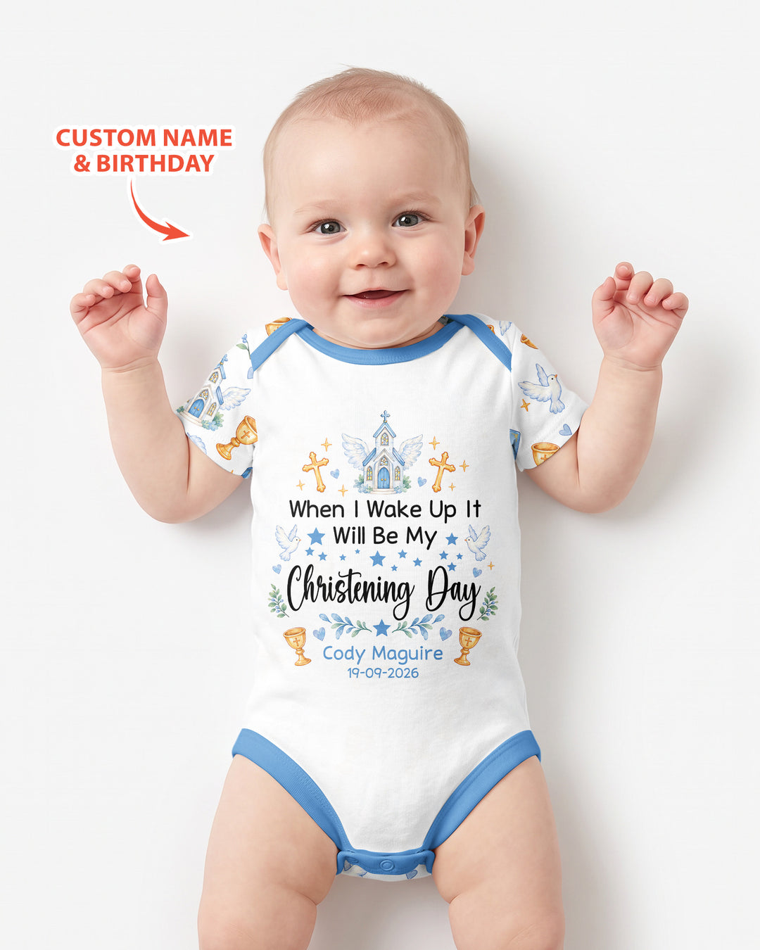 Personalized When I Wake Up It Will Be My Christening Day Bamboo Bodysuit