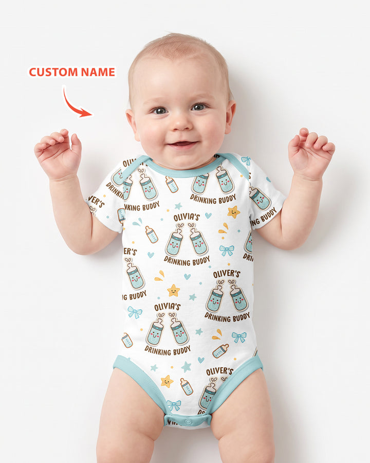 Custom Name Twin Drinking Buddies Bamboo Bodysuit