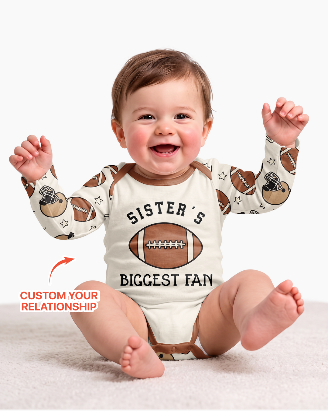 Personalized Football Brother's Biggest Fan Bamboo Bodysuit