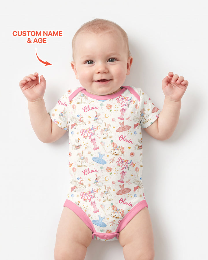 Ballerina Birthday Girl Custom Name & Age Bamboo Bodysuit