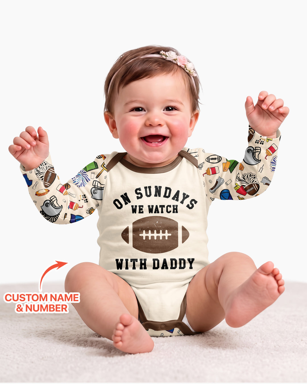 On Sundays We Watch Football With Daddy Family Matching Bamboo Bodysuit