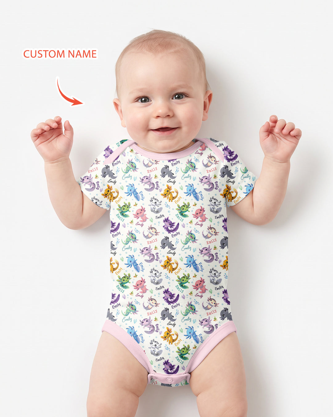 I Love You Axolotl Custom Name Bamboo Bodysuit