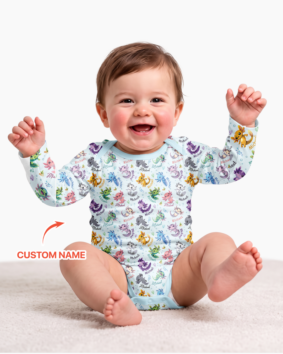 I Love You Axolotl Custom Name Bamboo Bodysuit