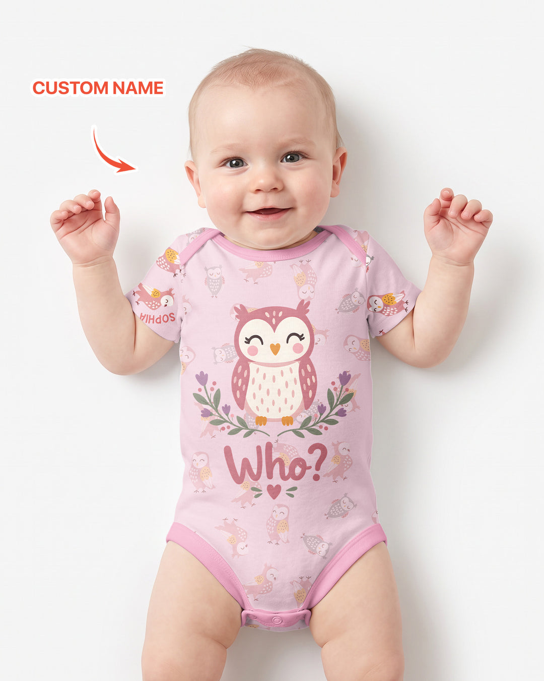Custom Name Twin Owl Who's Who Bamboo Bodysuit
