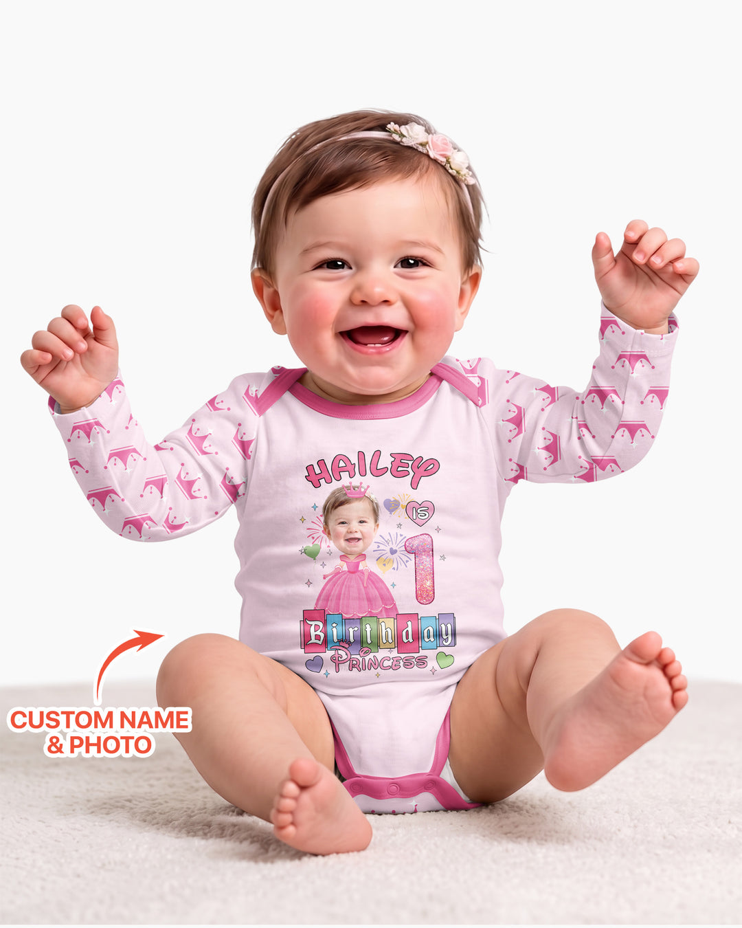 Custom Photo Birthday Princess Bamboo Bodysuit