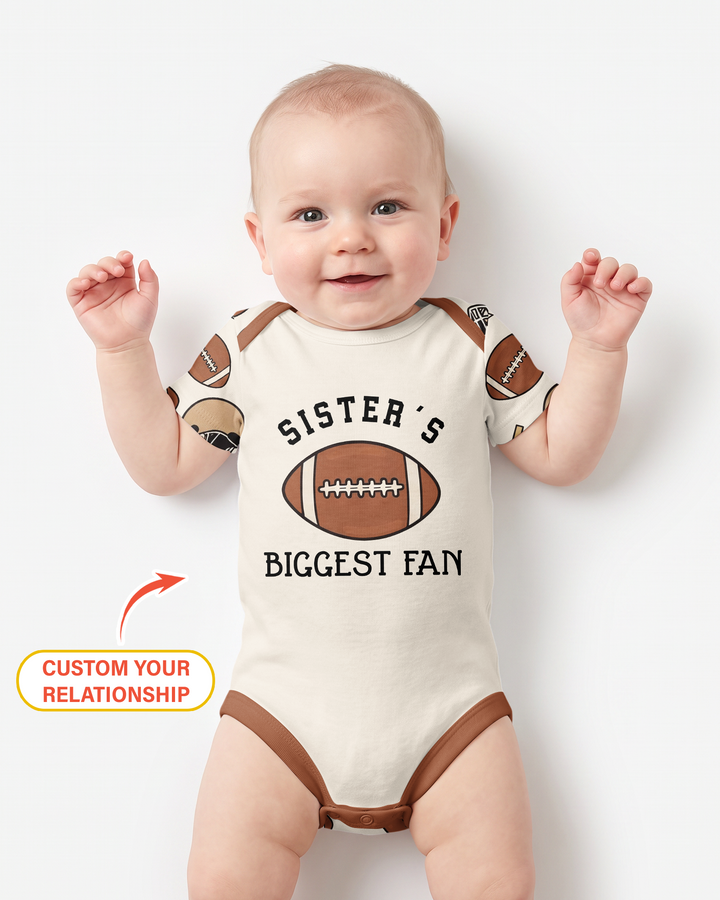 Personalized Football Brother's Biggest Fan Bamboo Bodysuit