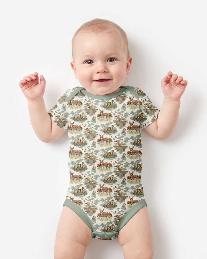 Vintage Hunting Season Daddy& Me Matching Bamboo Bodysuit