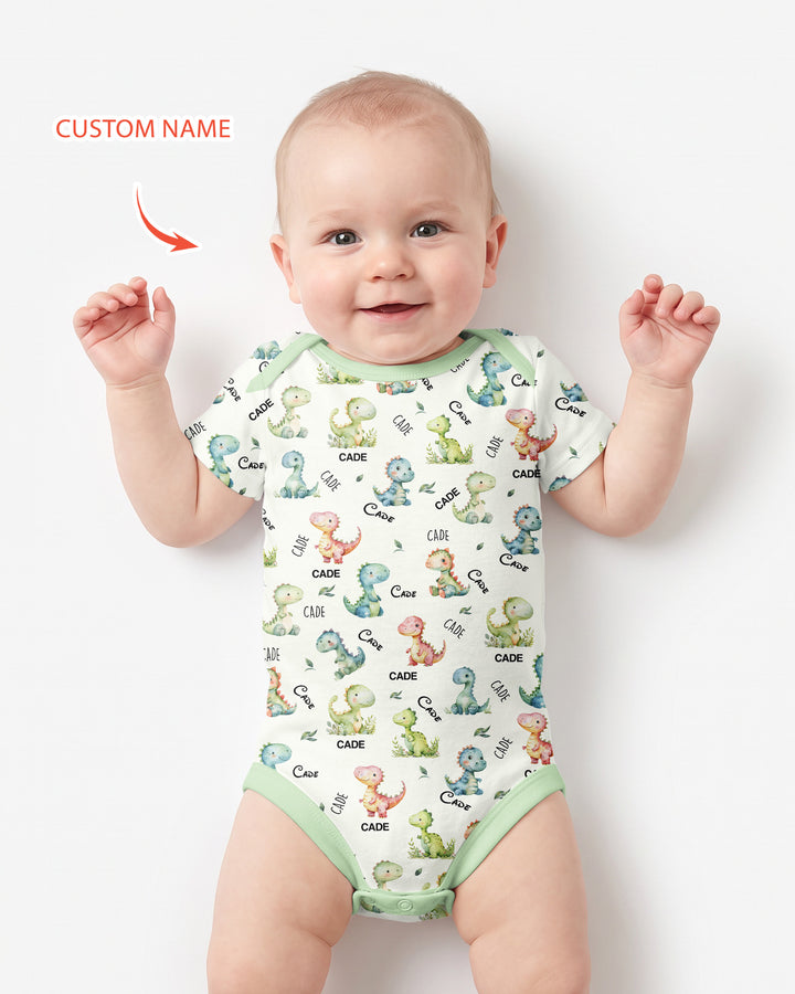 Dinosaur Custom Name Bamboo Bodysuit