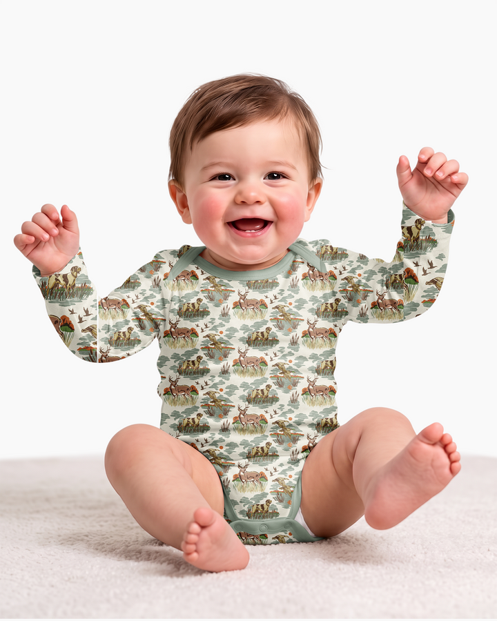 Vintage Hunting Season Daddy& Me Matching Bamboo Bodysuit