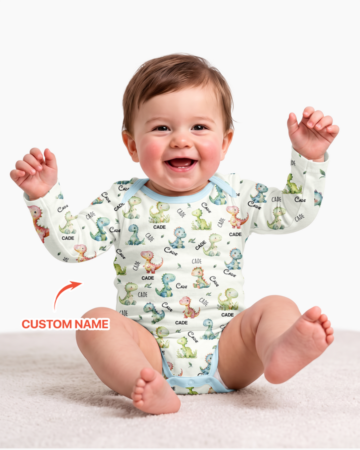 Dinosaur Custom Name Bamboo Bodysuit