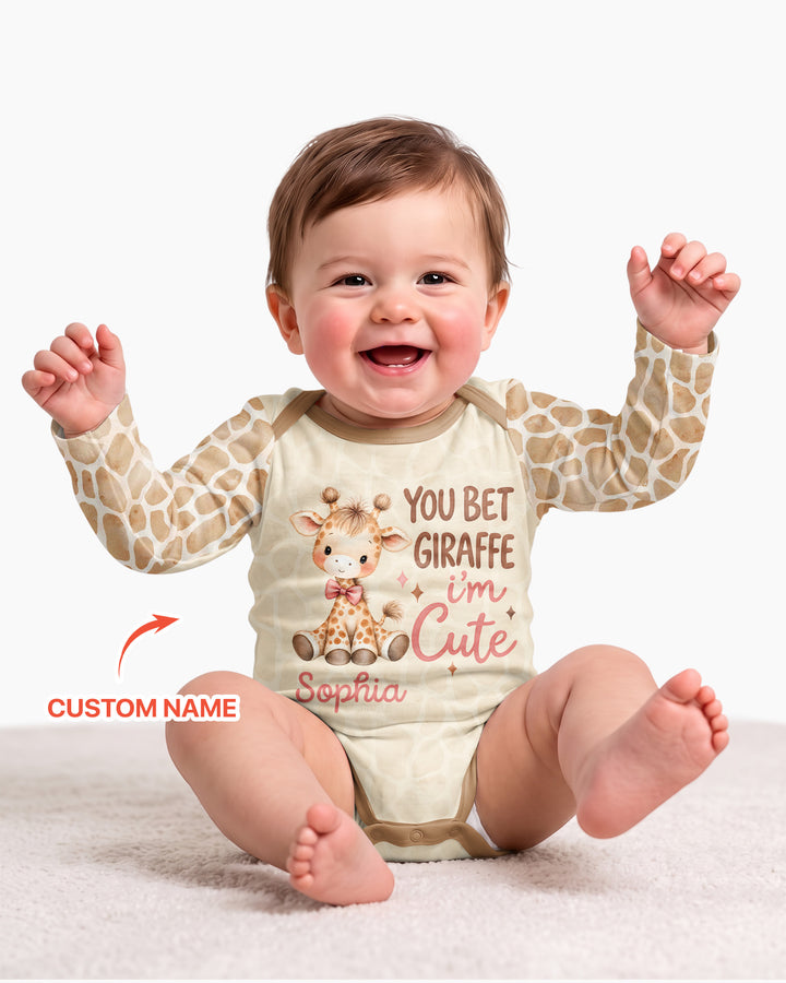 Personalized You Bet Giraffe I'm Cute Bamboo Bodysuit