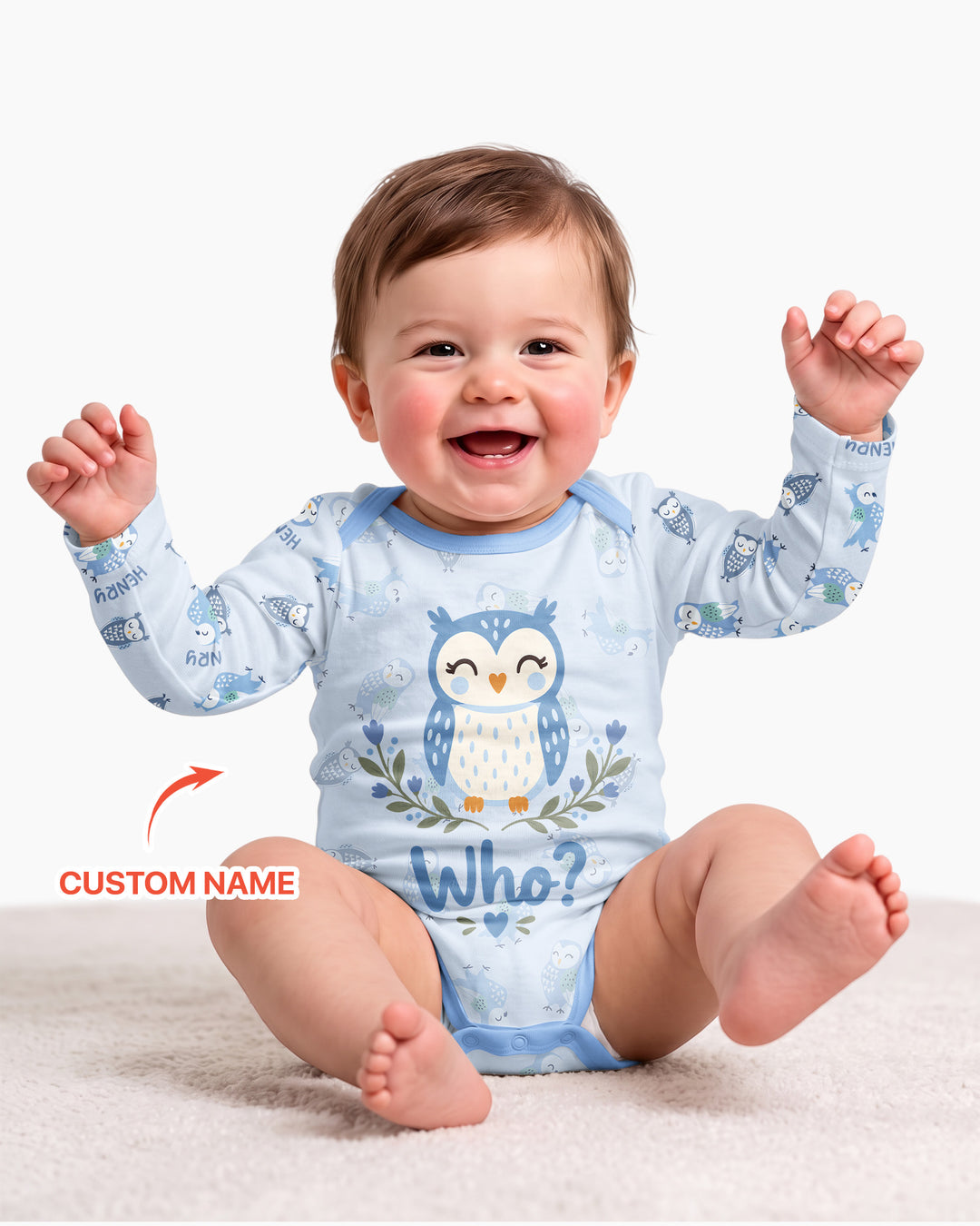 Custom Name Twin Owl Who's Who Bamboo Bodysuit