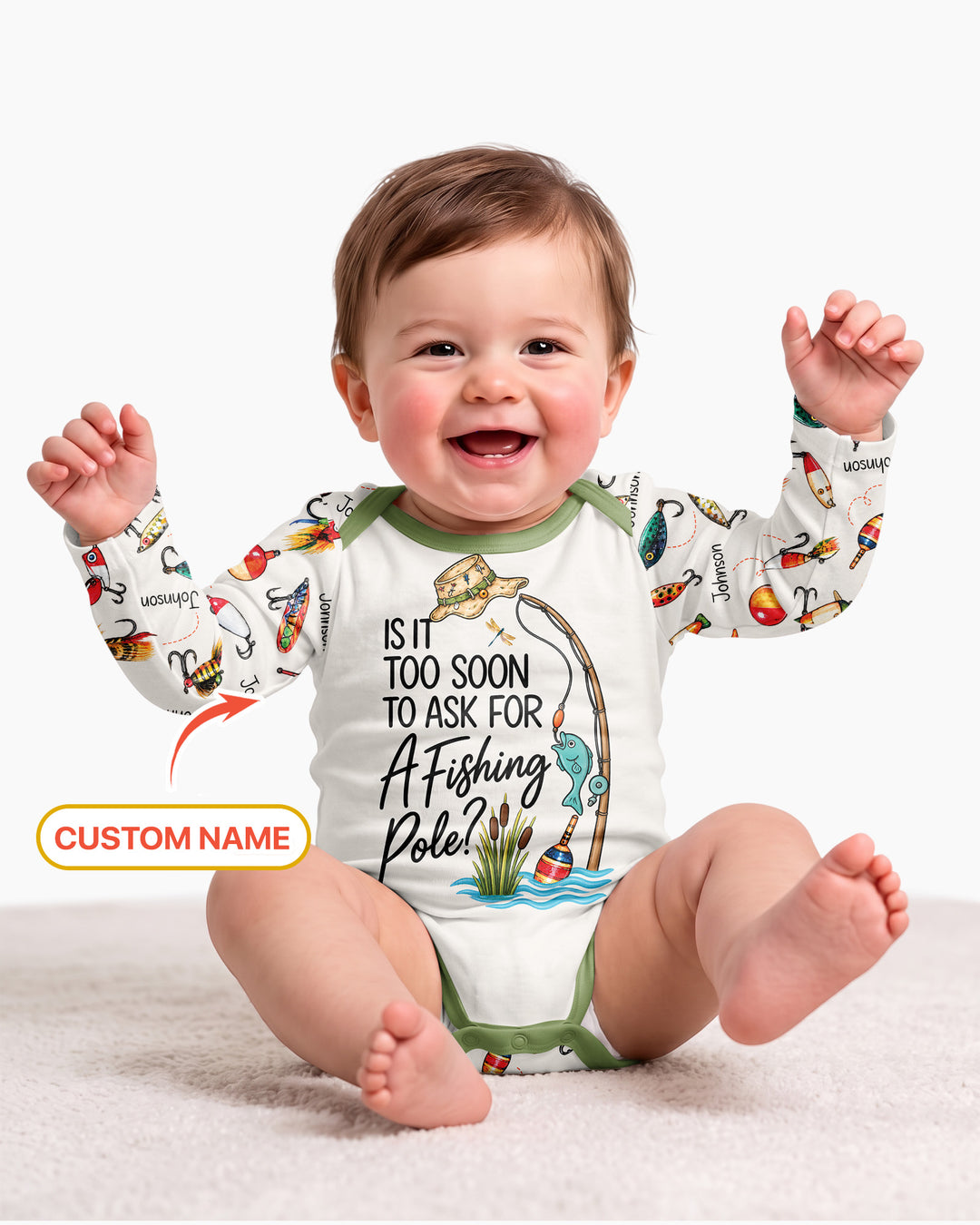 Custom Name Is It Too Soon to Ask for a Fishing Pole Bamboo Bodysuit
