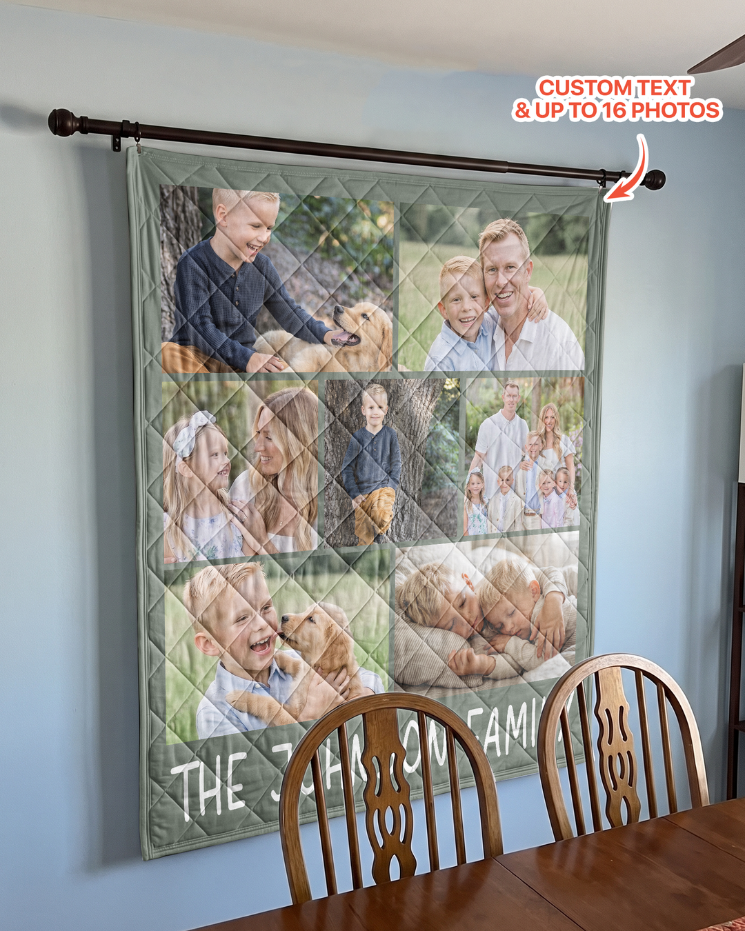 Custom Photo Collage Family Bamboo Quilt Blanket
