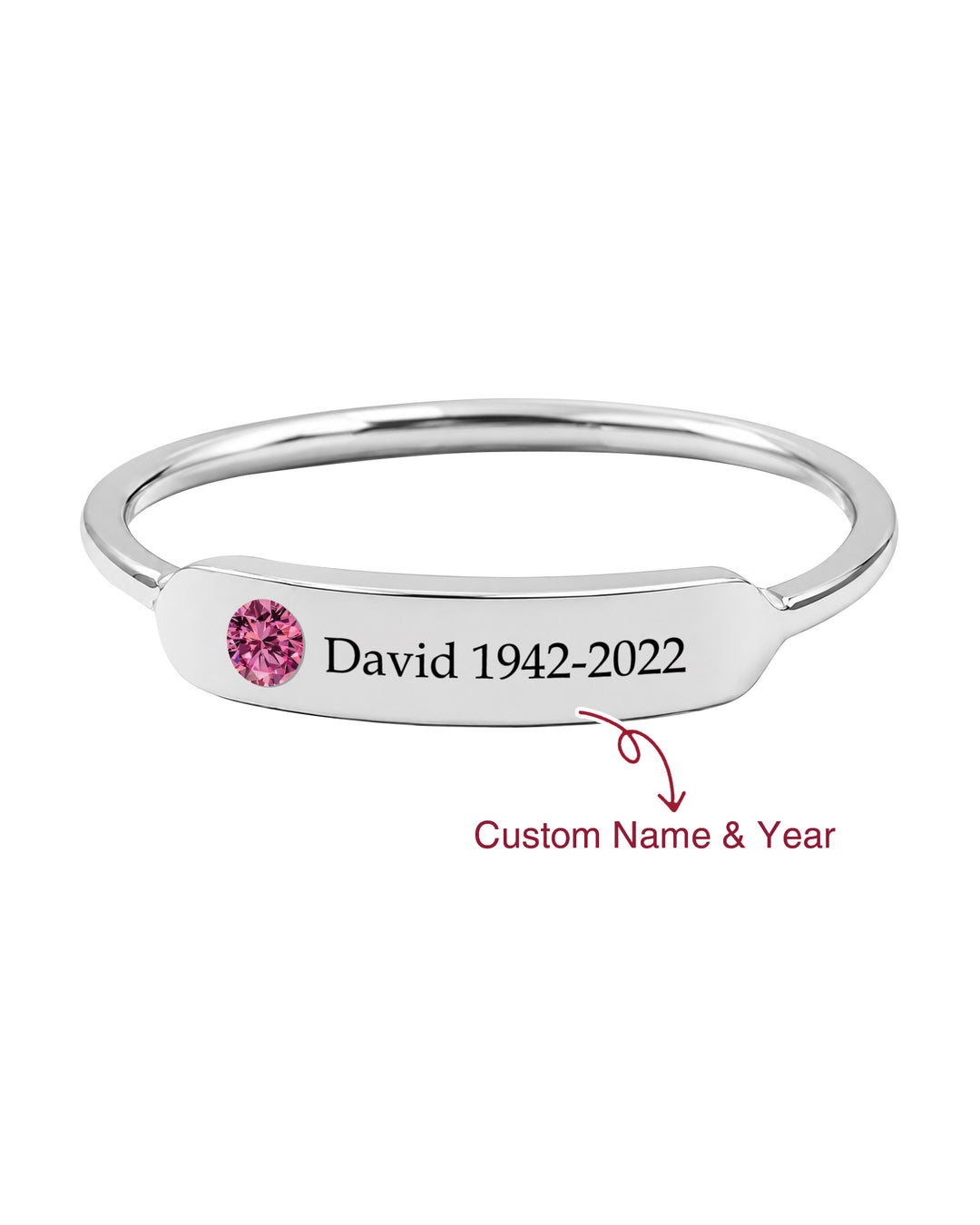 Personalized Name & Birthstone Memorial Ring