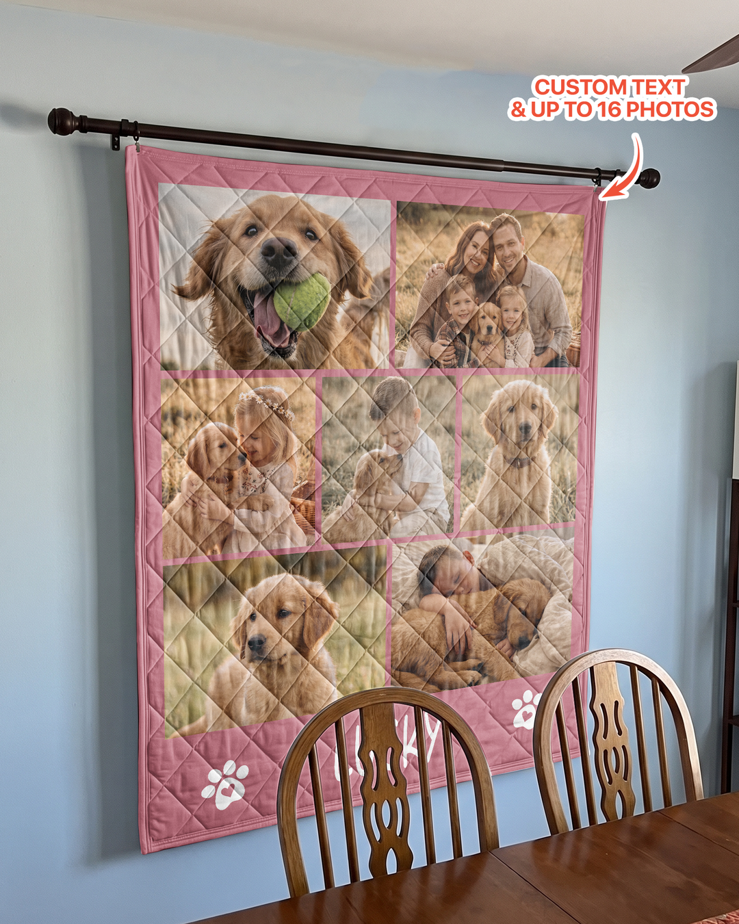 Custom Pet Photo Collage Bamboo Quilt Blanket