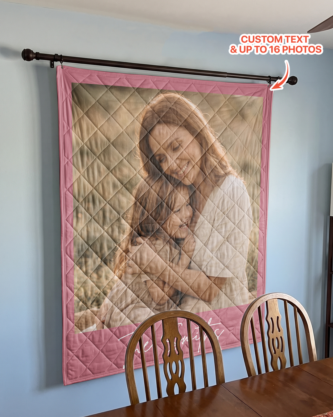 Custom Photo Collage Family Bamboo Quilt Blanket
