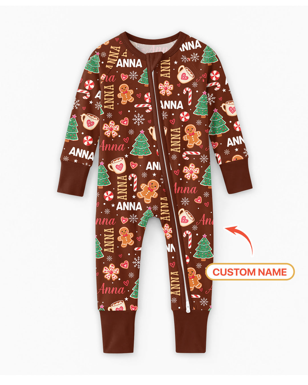 Custom Name Christmas Crew Family Matching Bamboo Convertible Zippy
