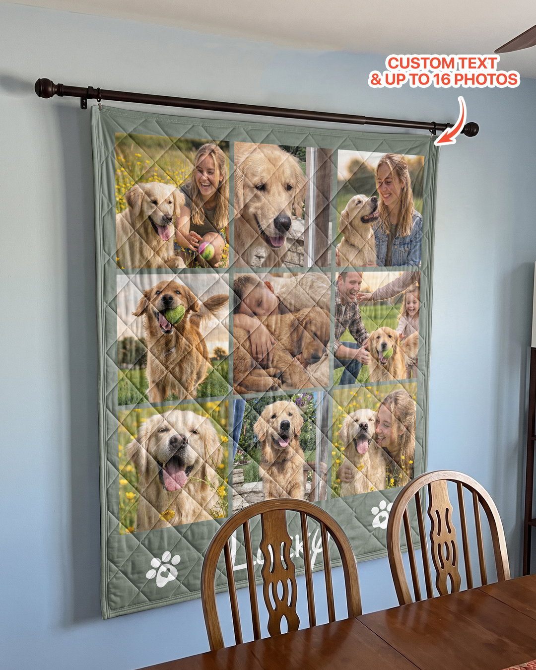 Custom Pet Photo Collage Bamboo Quilt Blanket