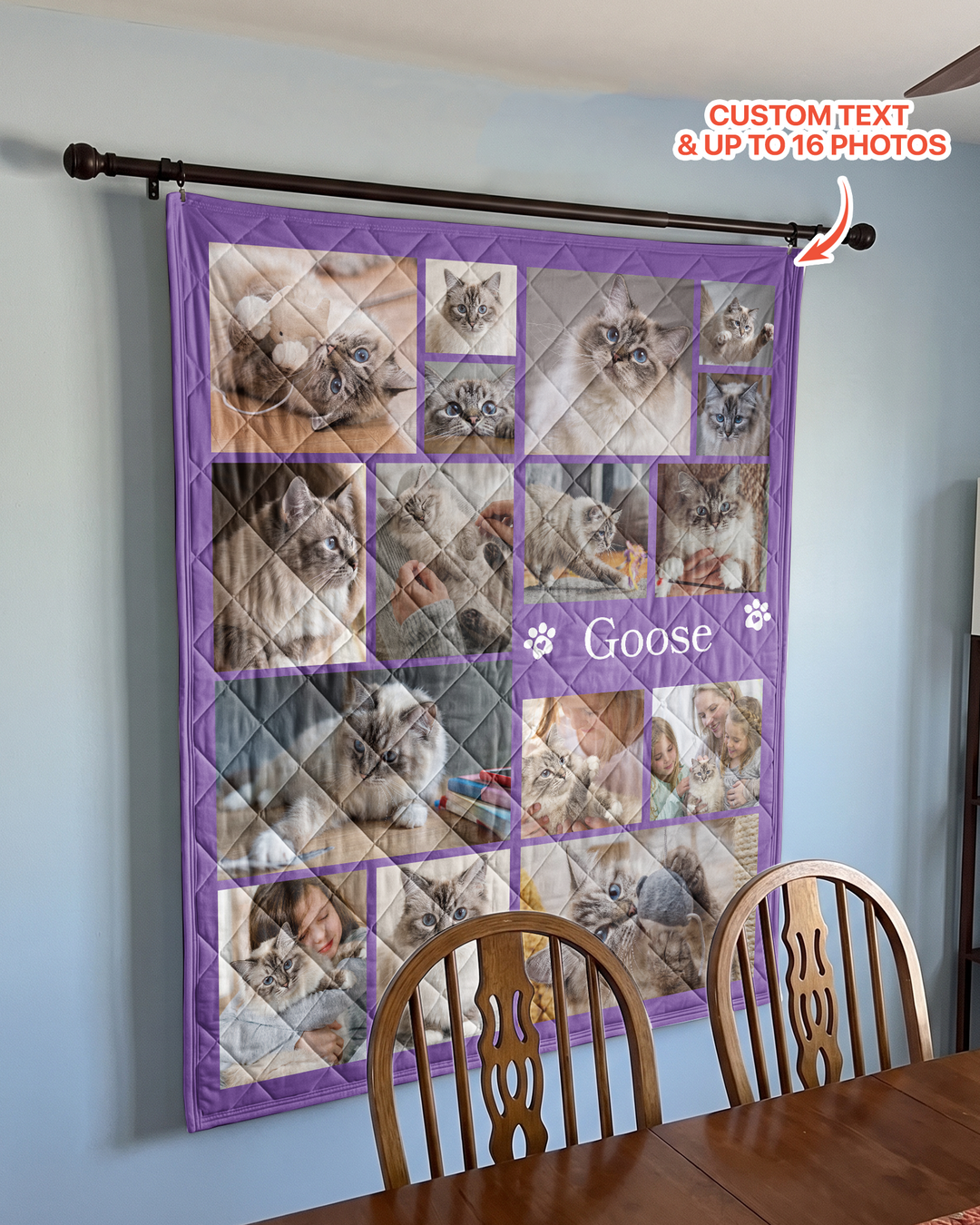 Custom Pet Photo Collage Bamboo Quilt Blanket