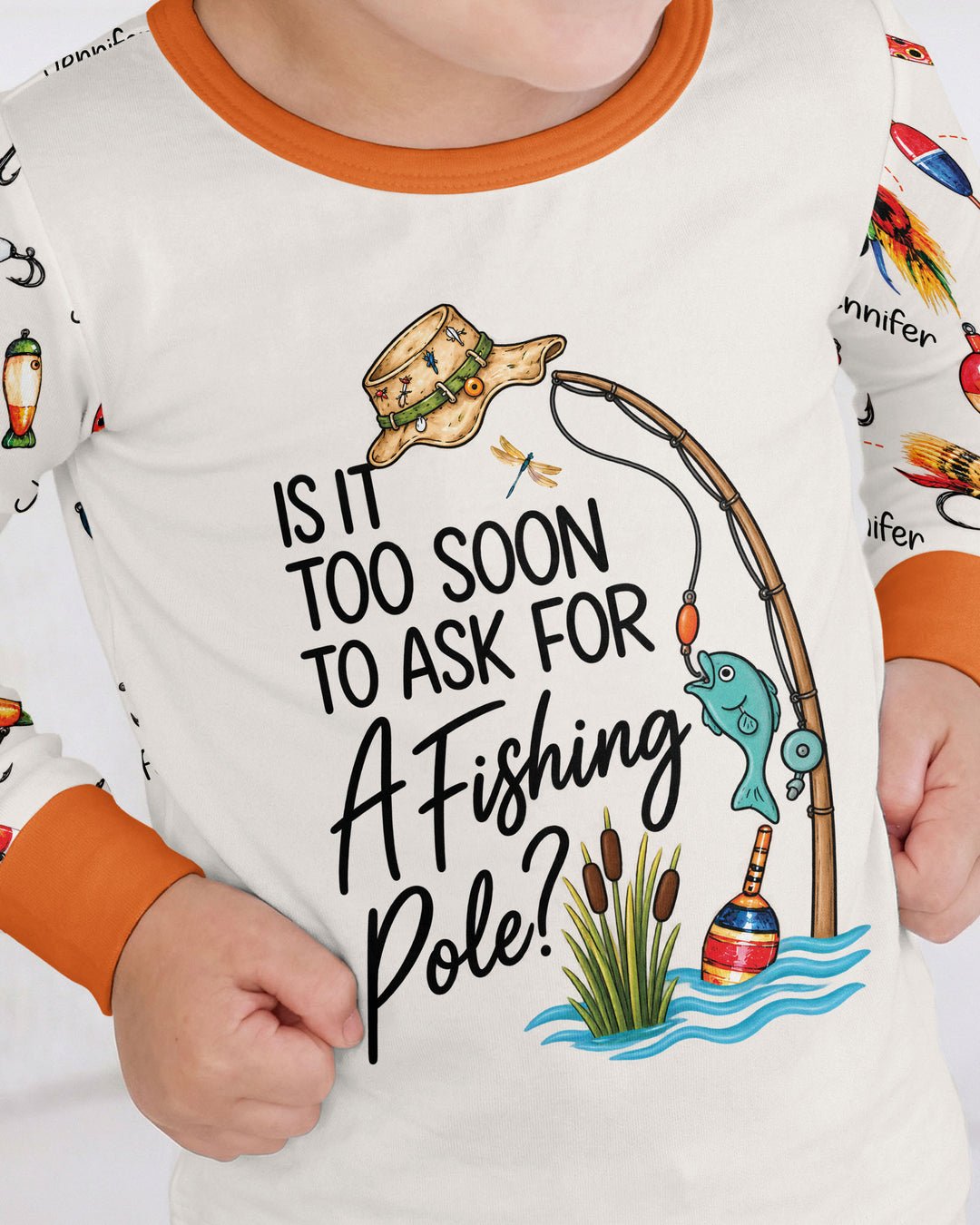 Custom Name Is It Too Soon to Ask for a Fishing Pole Bamboo Two Piece Long Sleeve Pajama Set