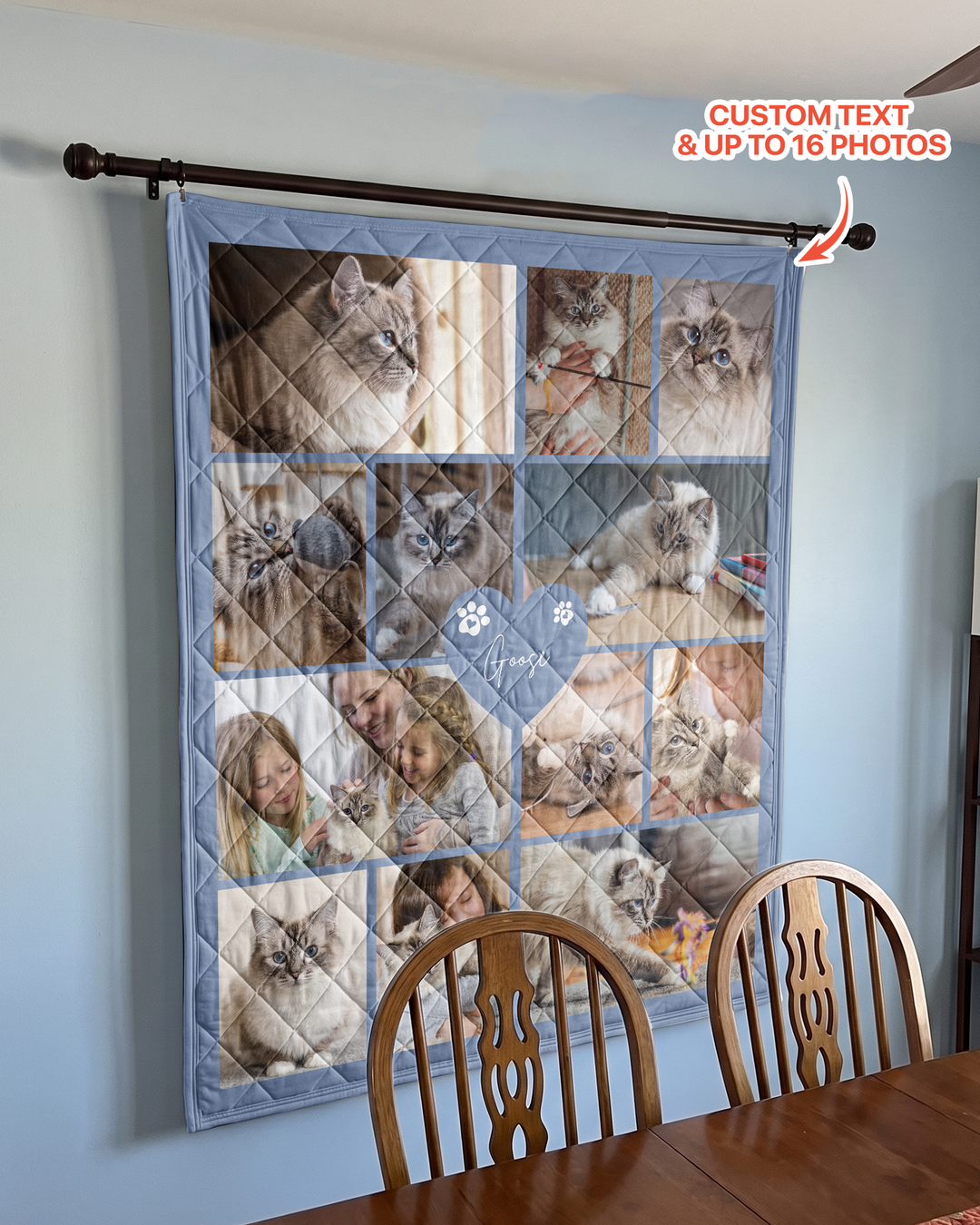Custom Pet Photo Collage Bamboo Quilt Blanket