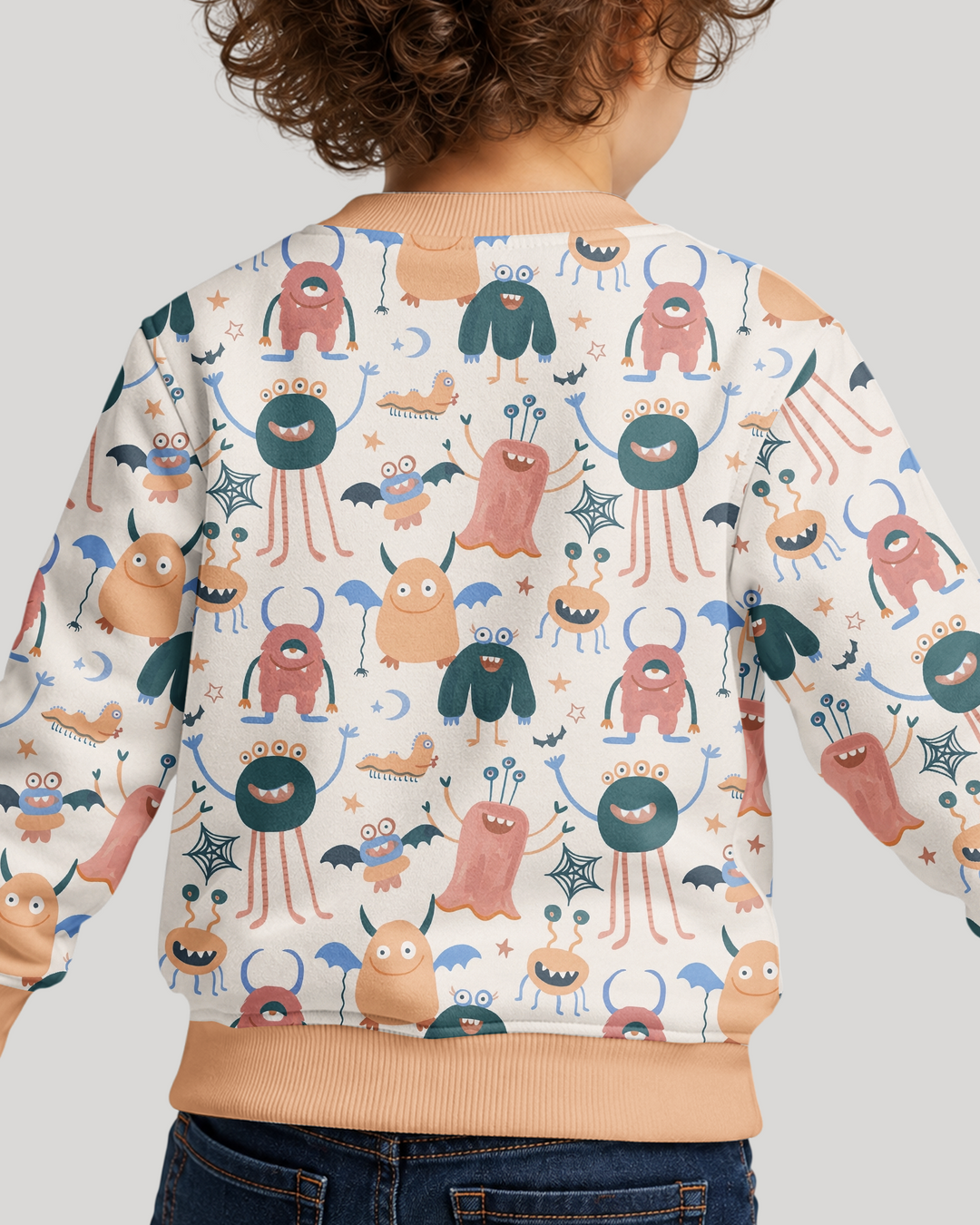 Monsters Fun Pastels Hand Painted Cute Bamboo Crewneck Sweatshirt