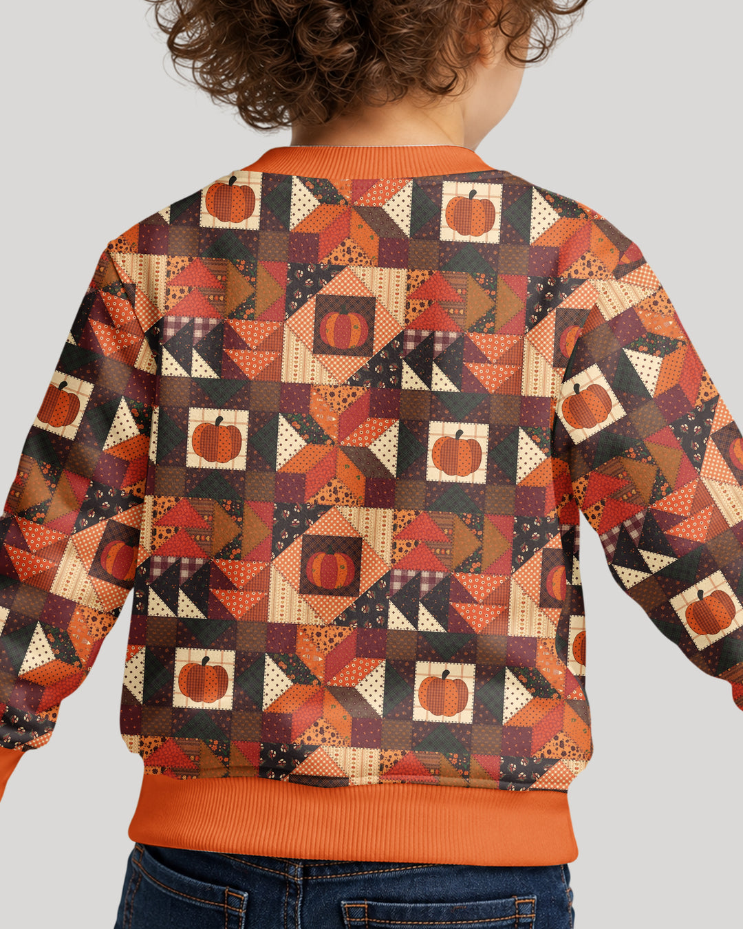 Vintage Pumpkin Patchwork Fall Bamboo Crewneck Sweatshirt