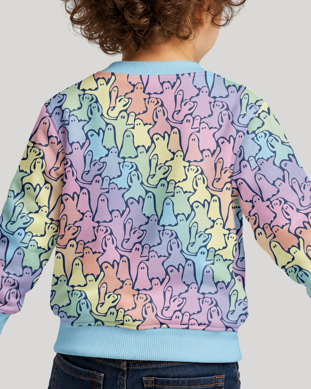 Pastel Rainbow Ghost Halloween Bamboo Crewneck Sweatshirt