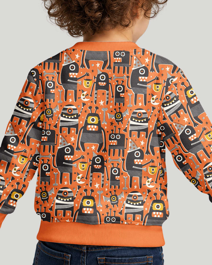 Mid Century Halloween Monster Toss Bamboo Crewneck Sweatshirt