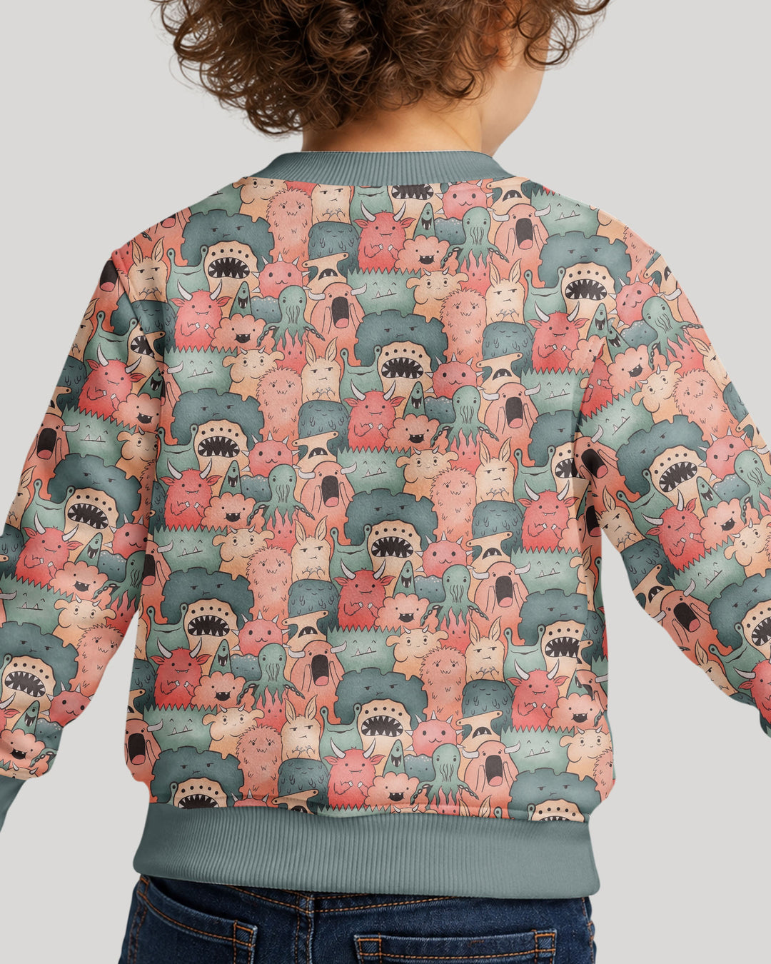 Cute Monster Crowd Bamboo Crewneck Sweatshirt
