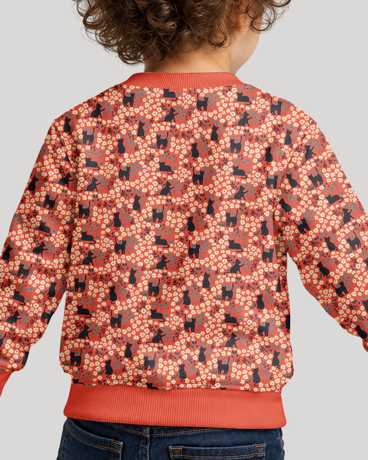 Black Cat Ditsy Bamboo Crewneck Sweatshirt
