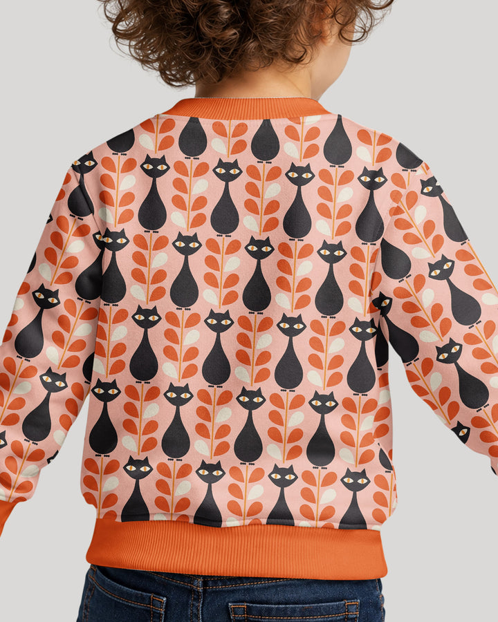 Retro Black Cat Garden Bamboo Crewneck Sweatshirt