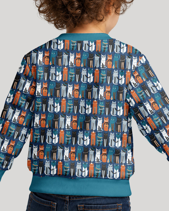 Retro Halloween Cat Bamboo Crewneck Sweatshirt