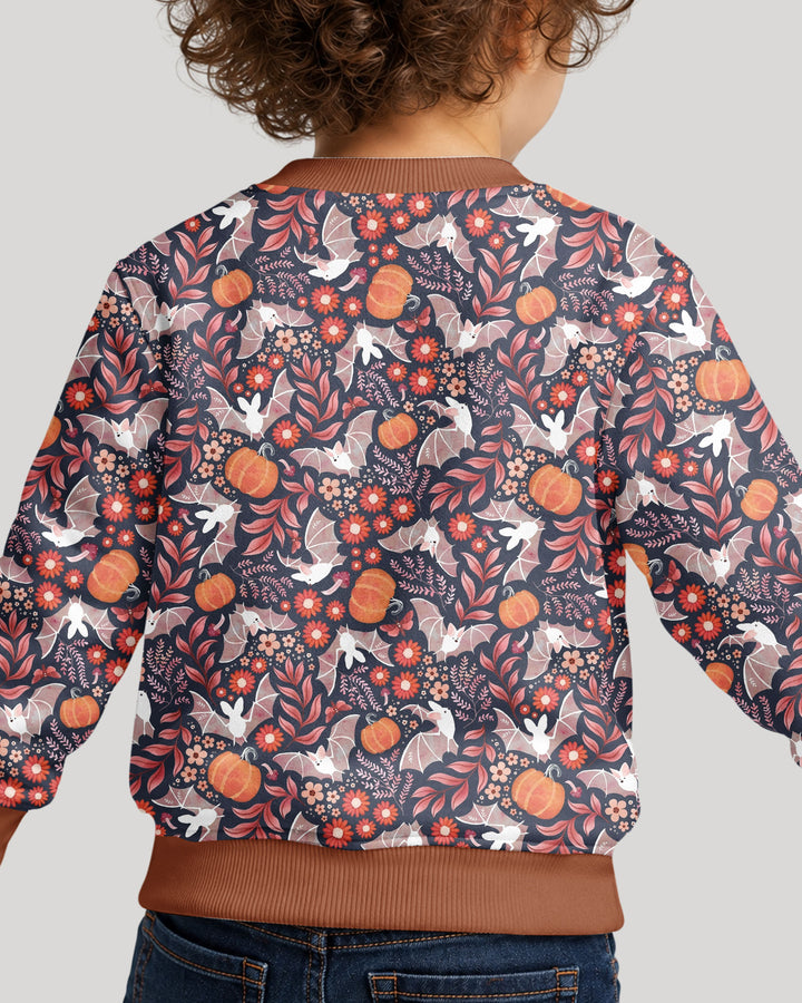 Bat Pumpkin Floral Halloween Bamboo Crewneck Sweatshirt