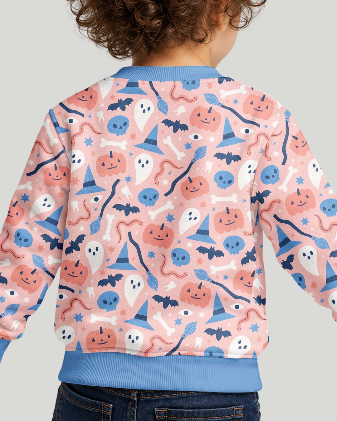 Pastel Pumpkins Skulls And Witch Craft Bamboo Crewneck Sweatshirt